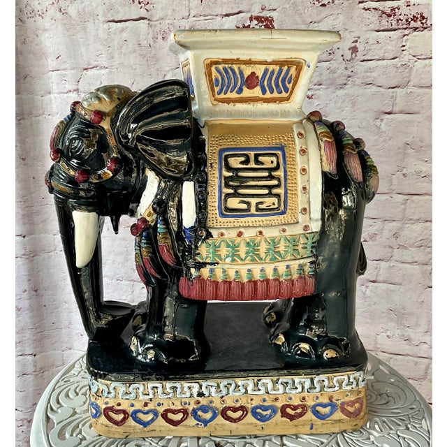 Vintage Chinese Ceramic Elephant Garden Stool For Sale - Image 4 of 10