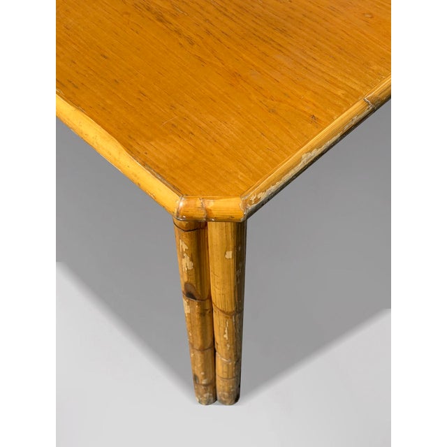 Mid-Century French Bamboo Dining Table, 1960 For Sale - Image 3 of 8