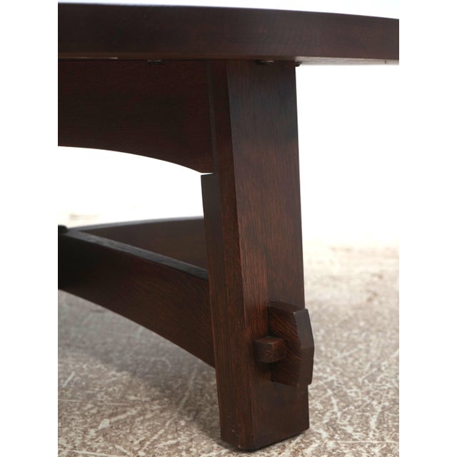 2010s Stickley Round Mission Oak Cocktail Table For Sale - Image 5 of 14
