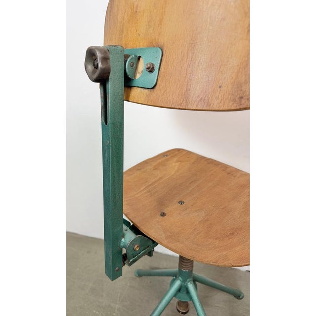 Industrial Dark Green Workshop Chair, 1950s For Sale - Image 9 of 16