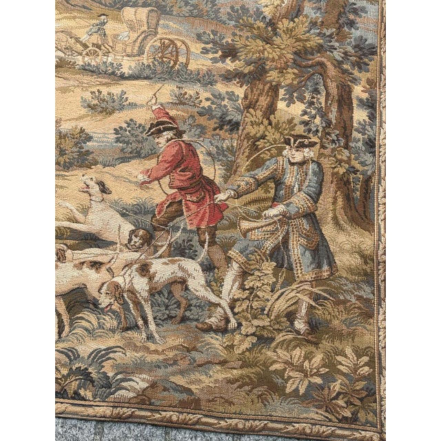 Vintage French Aubusson Jacquard Tapestry Hunting with Hounds, 1970s For Sale - Image 12 of 18
