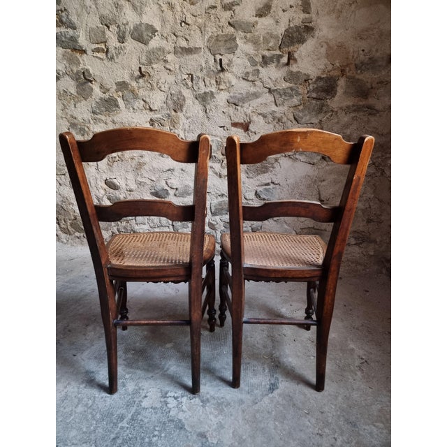 Antique French Dining Chairs with Woven Cane Seats in Beech, 1900, Set of 4 For Sale - Image 11 of 18