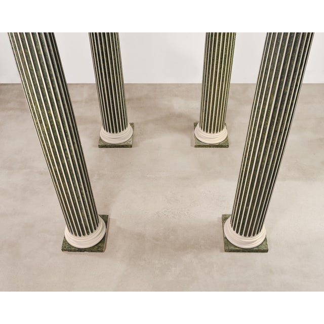 Dark Green Set of Four Monumental Faux Marble Neoclassical Columns 10 Ft. For Sale - Image 8 of 18