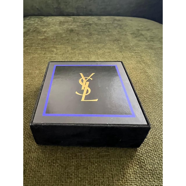 Rare YVES SAINT LAURENT "YSL" Gold Plate Cufflinks In Original Blue Velvet Case For Sale - Image 9 of 18