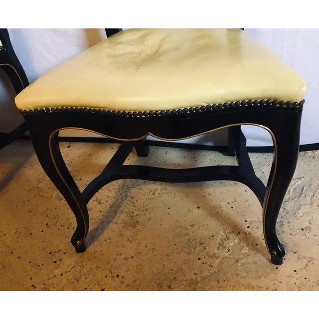 Tan Set of Eight Queen Anne Ebonized and Gilt Decorated Dining Chairs For Sale - Image 8 of 13