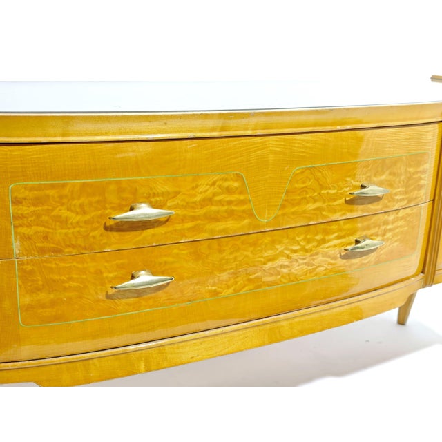 Italian Sideboard with Mirror in Maple Wood, 1950s For Sale - Image 6 of 18