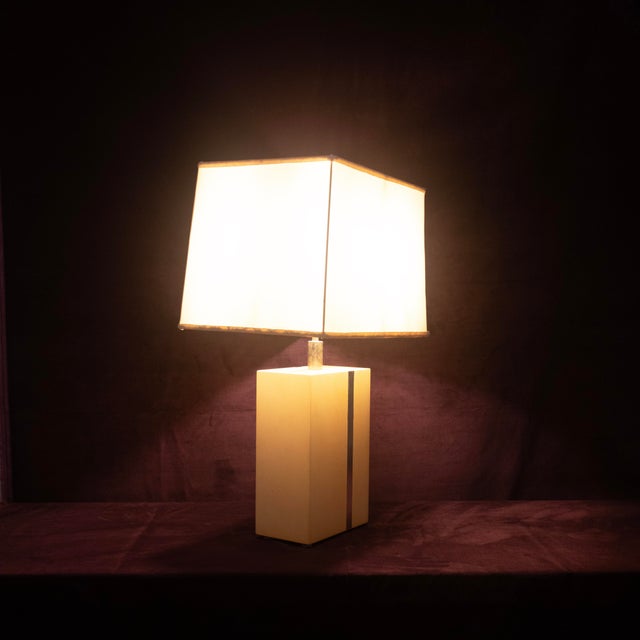 Tommaso Barbi Parchment and Metal Geometric Table Lamp by Aldo Tura Production For Sale - Image 16 of 17