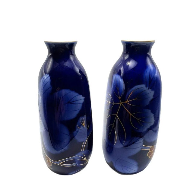 Japanese Fukagawa Seijji Cobalt Blue Sake Bottles For Sale - Image 3 of 11