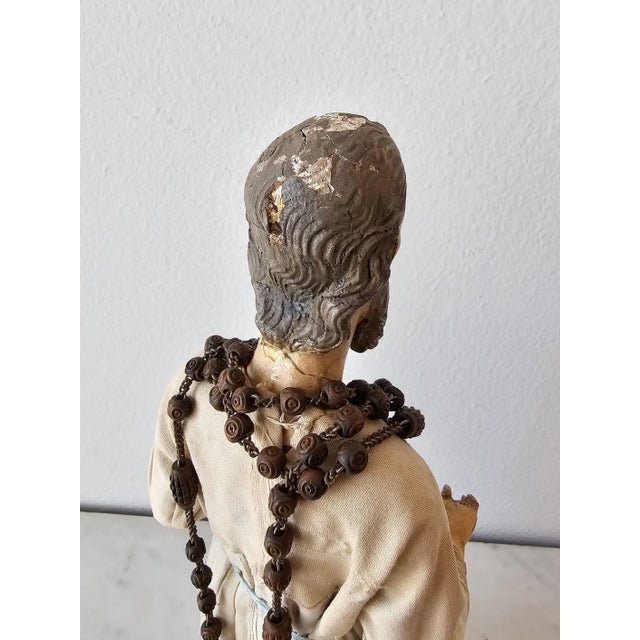 17th/18th Century Baroque Period Carved Polychrome Santo Altar Statue For Sale - Image 11 of 12