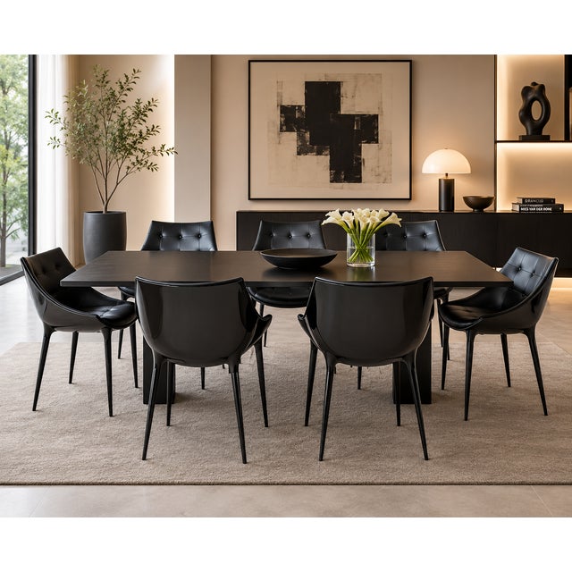 Philippe Starck for Cassina “Passion 246” Black Leather Dining Chairs-Set of 6 Dimensions Each chair measures...