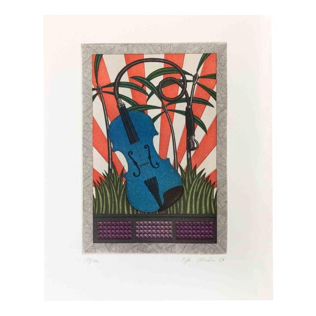Contemporary Stricker, Violin Plant, Aquatint and Etching, 1987 For Sale - Image 3 of 3