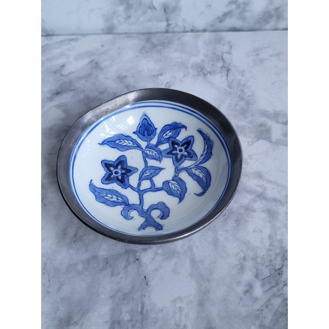 Japanese 1980s Japanese Porcelain in Pewter Bowl For Sale - Image 3 of 12