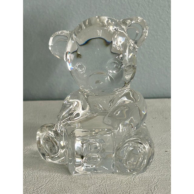 VTG Waterford Crystal Teddy Bear W Block Figurine Paperweight 3" Made in Ireland For Sale - Image 10 of 12