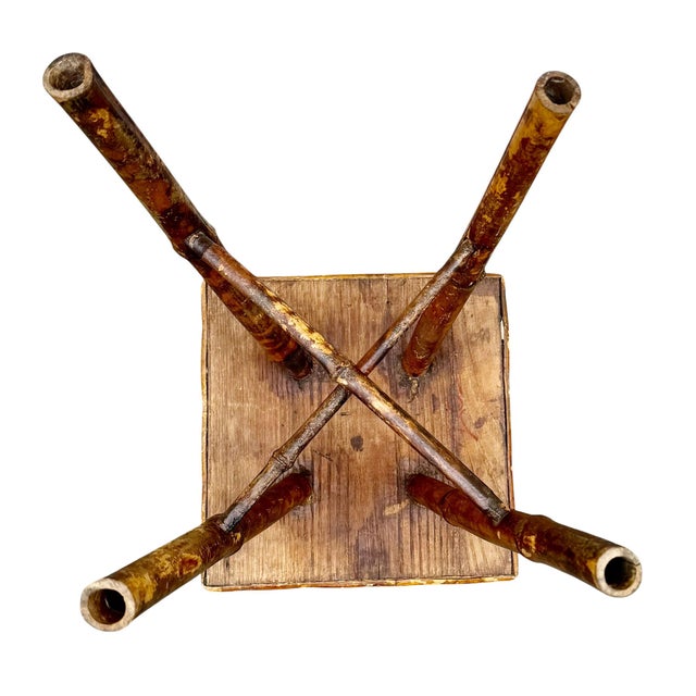 Brown Late 19th Century English Bamboo Stand With Raffia Top For Sale - Image 8 of 8