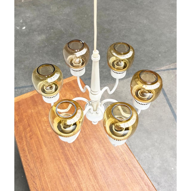 Mid-Century Swedish T526 Chandelier with Amber Colored Glasses by Hans-Agne Jakobsson for Hans-Agne Jakobsson Ab, 1960s For Sale - Image 11 of 18