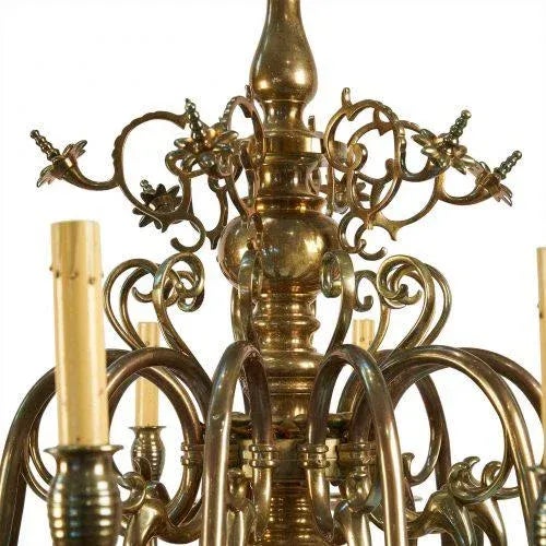 Early 20th Century Baroque Style Brass Chandelier For Sale - Image 5 of 6