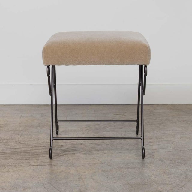 Panoplie Iron Loop Stool, Brown Mohair For Sale In Los Angeles - Image 6 of 12