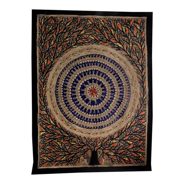 Tree of Life Mandala — Original Hand-Painted Madhubani Folk Art by National Award Winner Mamta Devi (2016) For Sale