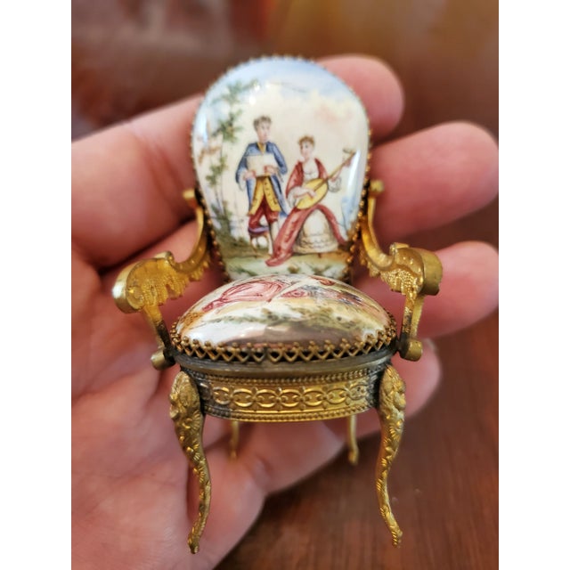 Mid 19th Century Antique Enamel Miniature Chair Austrian For Sale - Image 5 of 7