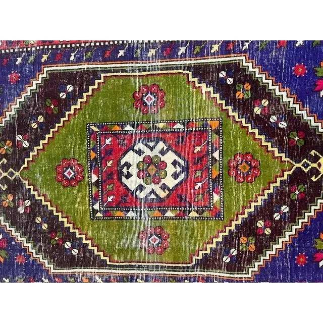 Distressed Colorful Vintage Turkish Rug , 5'8" X 8'4" For Sale In New York - Image 6 of 9