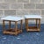 Pair of unique mid century square side tables with wrapped bamboo bases and laminate tops. Ships quickly via FedEx Home...