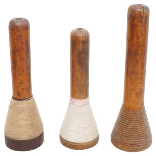 Rustic Wooden Spools of Thread, 1930s, Set of 3 For Sale