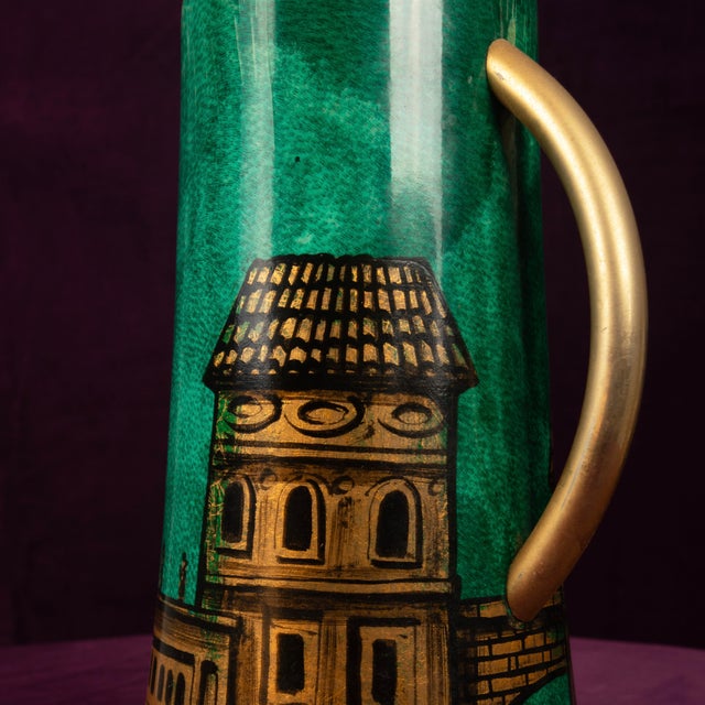 Model 968D Thermos in Hand-Decorated Green Goatskin Parchment by Aldo Tura, Italy, 1960s For Sale - Image 16 of 18