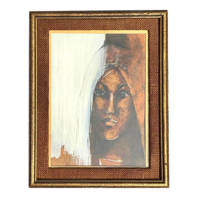 Vintage Original Abstract Portrait of Woman For Sale