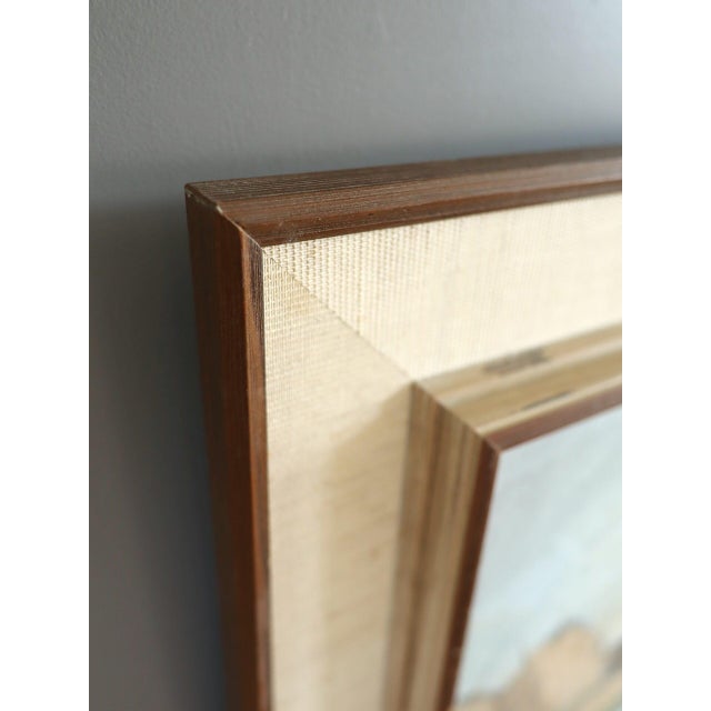 Mid-Century Modern 'Haystacks by the Gate' Vintage Original Landscape Oil Painting, Framed For Sale - Image 6 of 11