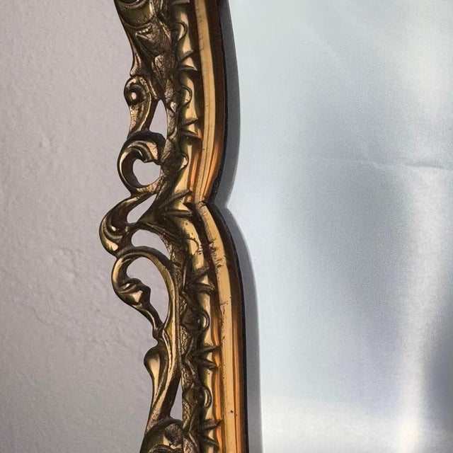 Gold Italian Liberty Gilt Brass Table Mirror with Pierced Frame, 1900s For Sale - Image 8 of 18
