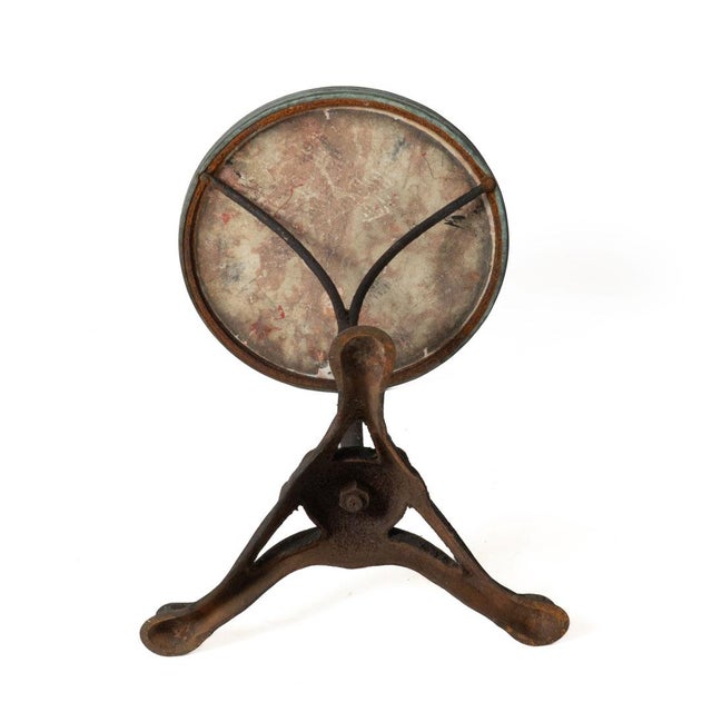 Metal Antique French Iron Base Bistro Table With Marble Top For Sale - Image 7 of 7