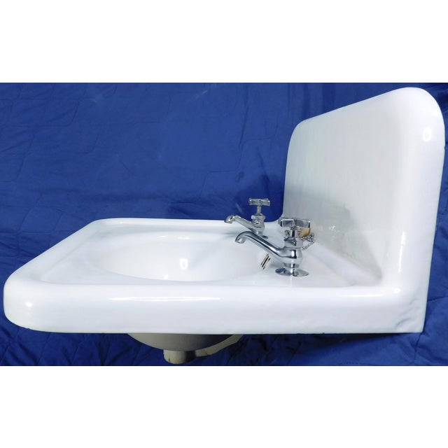 Vintage "Standard" High-Back Porcelain & Cast Iron Sink With Cast Iron Mounting Bracket For Sale - Image 11 of 18