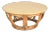 Vintage Coastal Style Coffee or End Table Round Rattan Drum Shape With Laminate Top For Sale