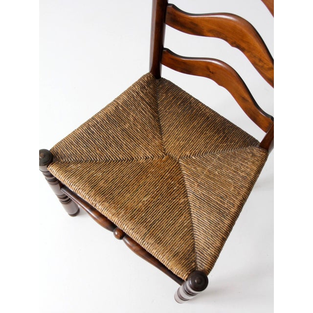 Mid 20th Century Vintage French Provincial Rush Seat Ladderback Chair For Sale - Image 5 of 14