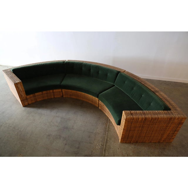 Wood 1960s Sectional Sofa Danny Ho Fong for Tropi-Cal, Wicker and Mohair Modern For Sale - Image 7 of 9