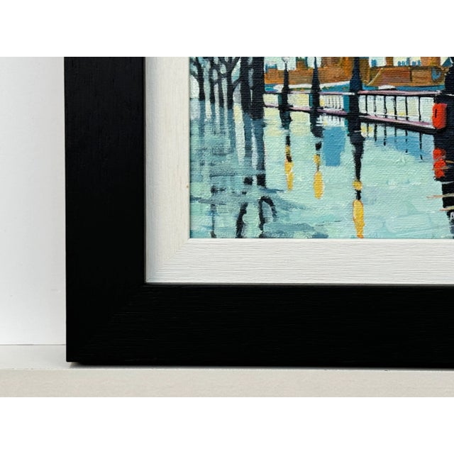 Angela Wakefield, Miniature Painting of Victoria Embankment London & Houses of Parliament in Rain, 2024 For Sale - Image 6 of 8