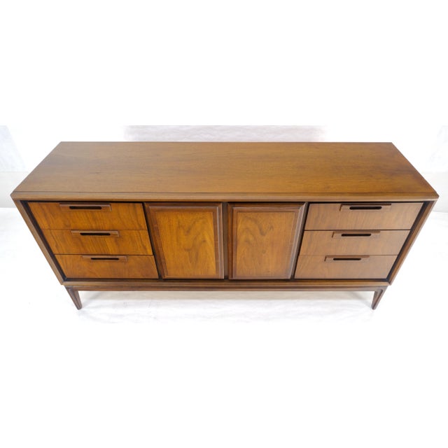 American Walnut Danish Mid Century Modern 6 Drawer Two Doors Compartment Dresser