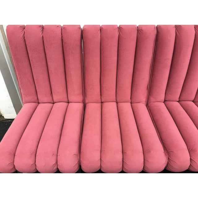 Modern Chrome and Pink Channel Back Dining Chairs, Design Institute America 1980 For Sale In Philadelphia - Image 6 of 11