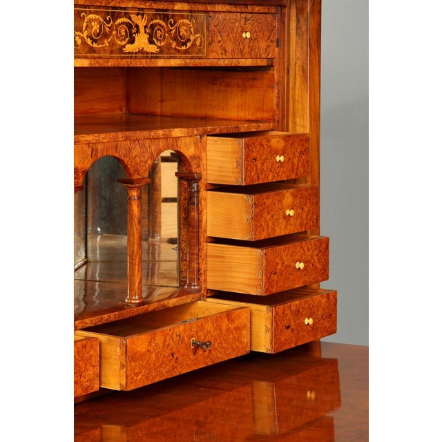 Antique Biedermeier Walnut Secretary, 1835 For Sale - Image 10 of 18