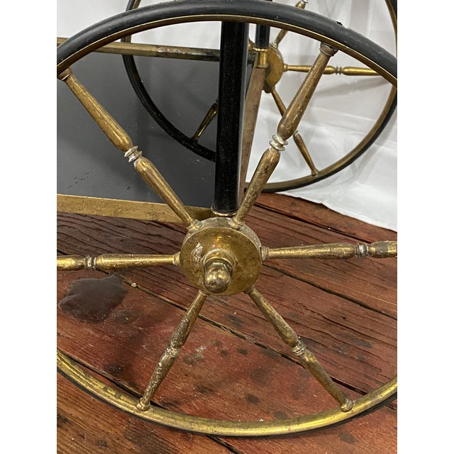 French Brass and Black Vitrolite Glass Bar Cart, 1950s For Sale - Image 9 of 12