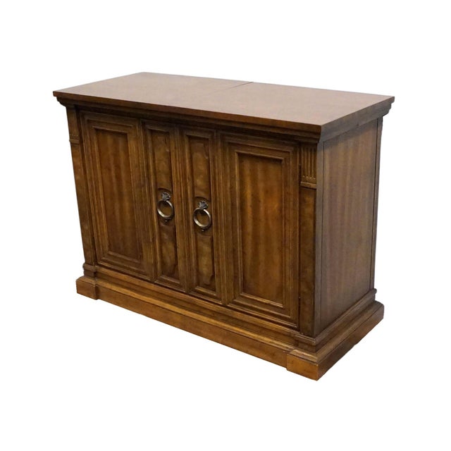 DREXEL FURNITURE Walnut Italian Neoclassical Tuscan Style 60" Slide Top Server Buffet 31" High Leaves Closed: 42.5" Wide...
