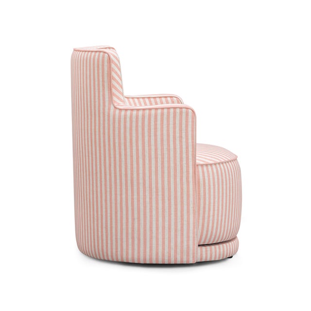 Passe Pink Striped Swivel Chair For Sale - Image 4 of 6