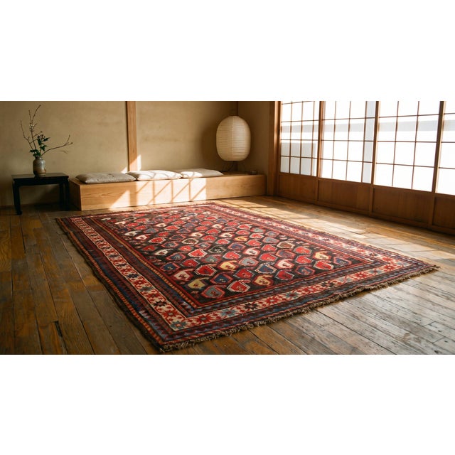 1890s Brown Paisley Antique Caucasian Karabagh Rug 3'10" X 6'9" Handknotted Wool Carpet For Sale In New York - Image 6 of 8