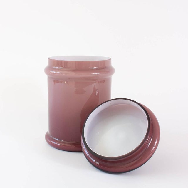 Vintage Portuguese Purple Opaline Glass Jar with Lid, 1960s For Sale - Image 4 of 12