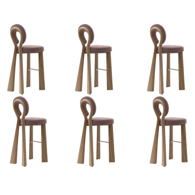 Brown Mary Bar Chairs by Ottiu, Set of 6 For Sale - Image 8 of 8