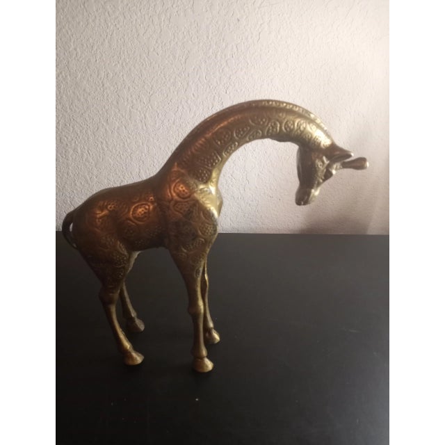 Metal 1970s Solid Hammered Brass Giraffe Figurine For Sale - Image 7 of 8