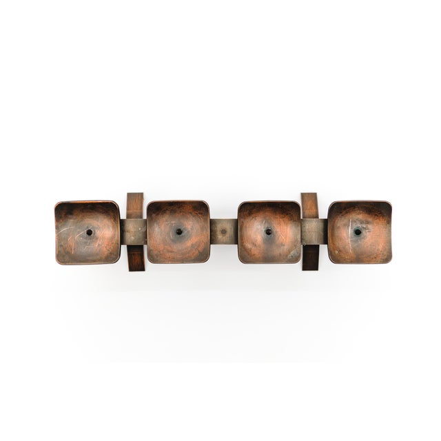 Metal Space Age Geometric Copper Candleholder, Scandinavia, 1960s For Sale - Image 7 of 8