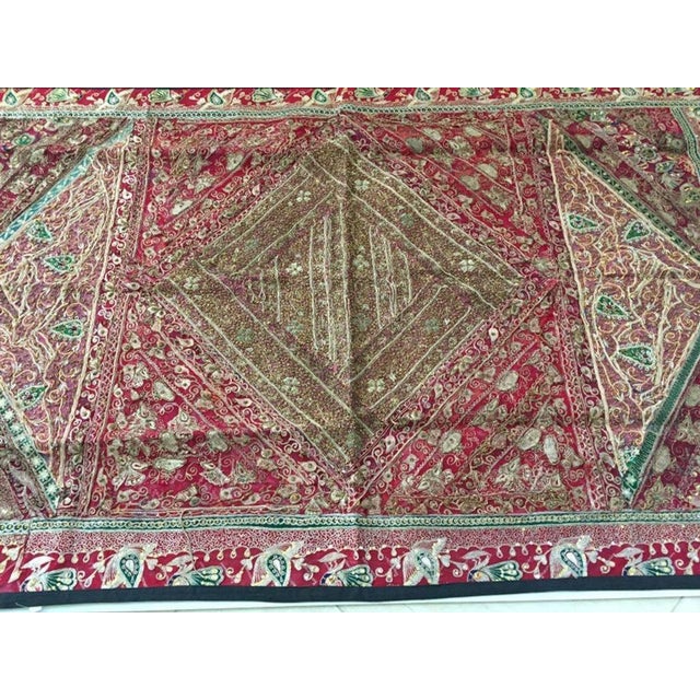 Hand Embroidered Mughal Silk and Metal Threaded Tapestry, India For Sale - Image 10 of 10