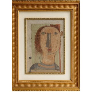 Antonio Mignozzi, Figure at the Window, Fresco on Canvas, 1970s For Sale