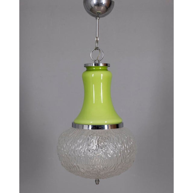 Vintage Italian Green Glass Pendant Lamp, 1970s For Sale - Image 10 of 10